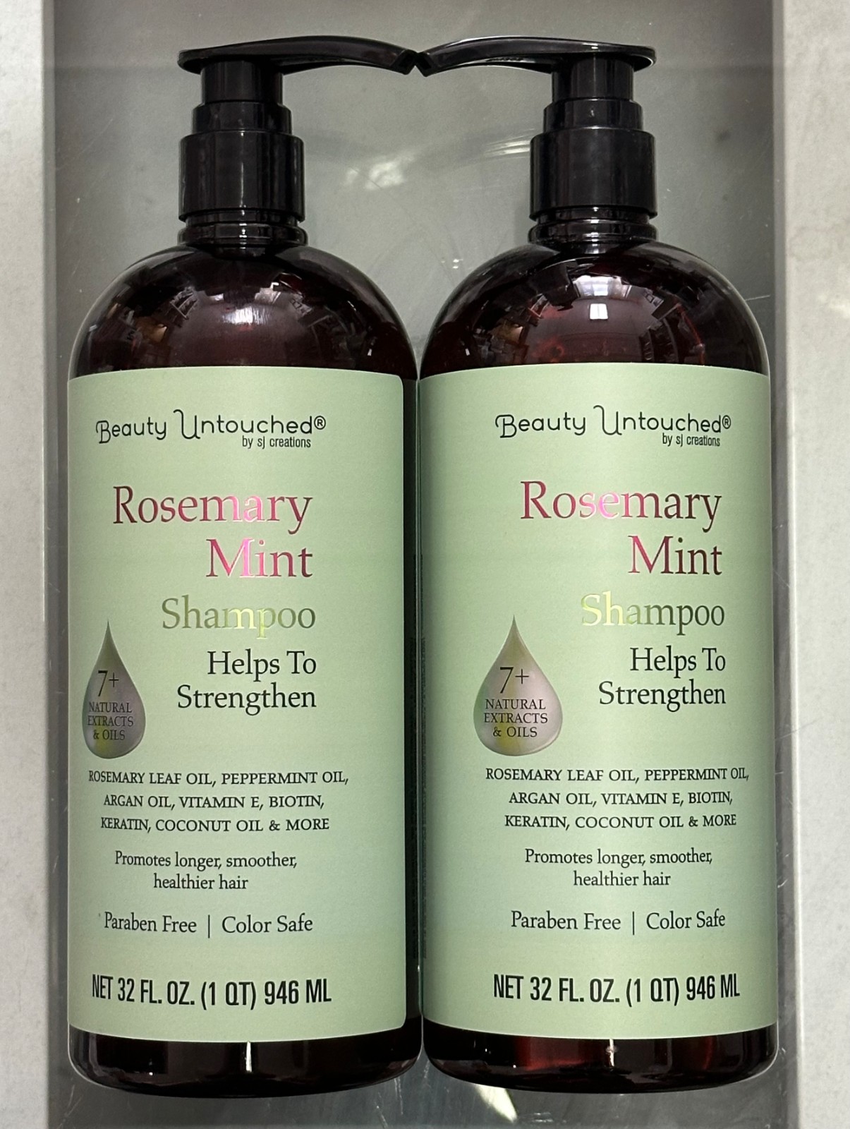 (2-Pack) Beauty Untouched® ROSEMARY MINT Biotin Strengthening SHAMPOO 946ml