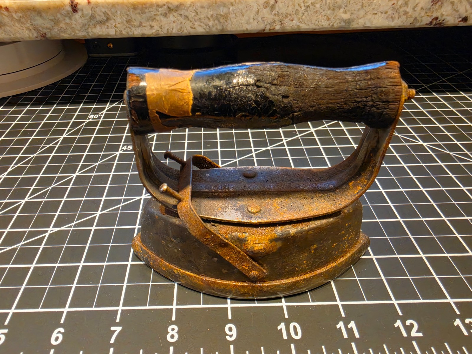 Antique Flat Iron Wood Handle Primitive Laundry Decor