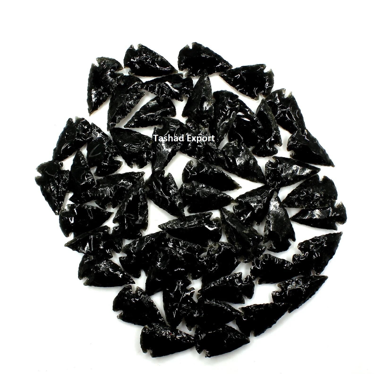 50pcs Handmade Obsidian Arrowheads 1–1.25″ –Handmade Carved Stone Arrow Head Lot