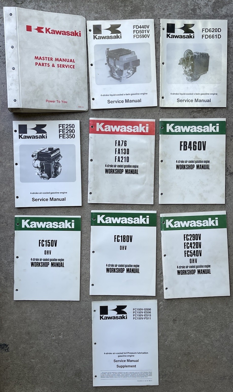 Q9 OEM Kawasaki Service Manual Books Small Utility Motors 1990\'s NICE w/ binder