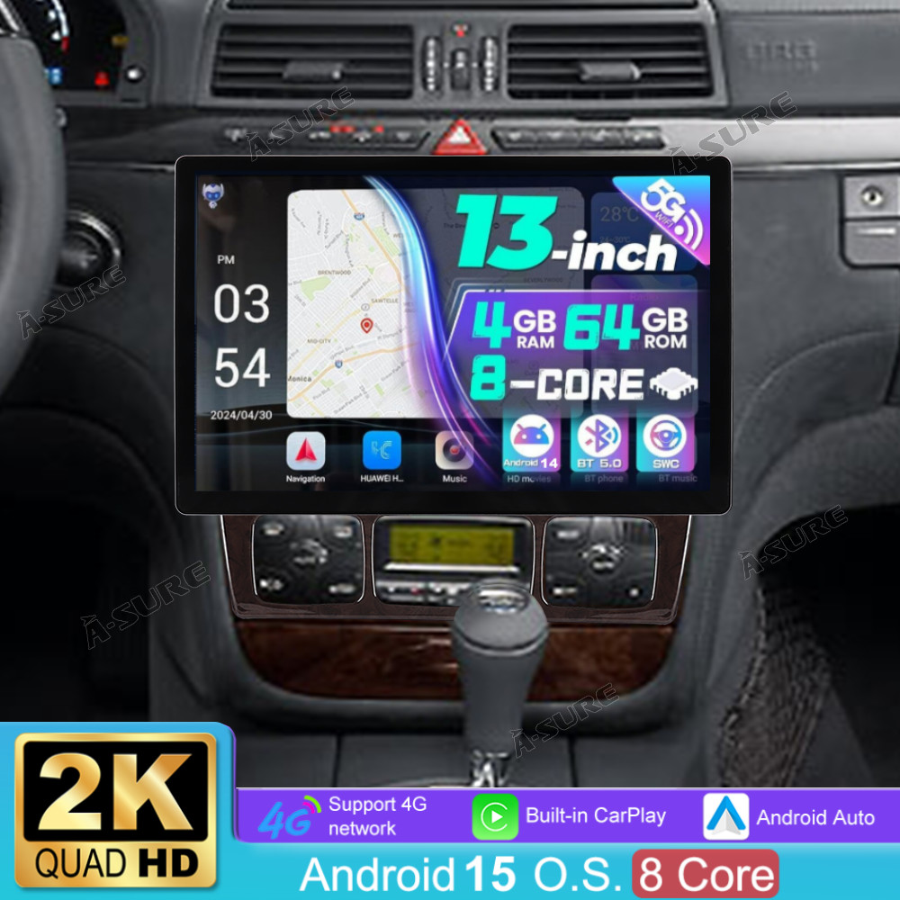 13.1\'\' 2K 1920P Stereo Radio CarPlay for Mercedes-Benz W220 1999-2005 Android 15 13.1\'\' 2K 1920P Stereo Radio CarPlay for Mercedes-Benz W220 1999-2005 Android 15