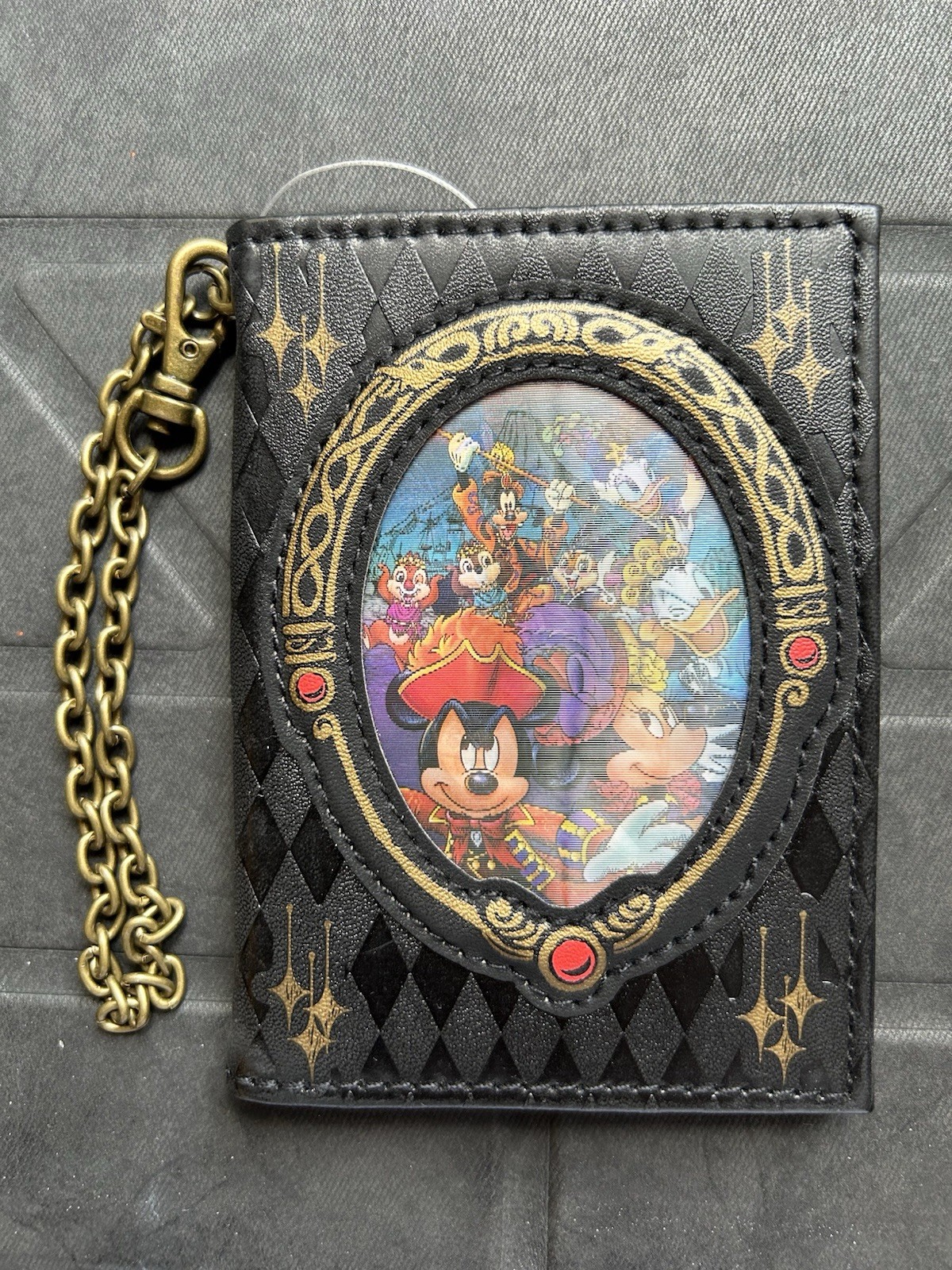Tokyo Disney Halloween Pirate Mickey Lenticular Card Holder Case Chain Japan NWT