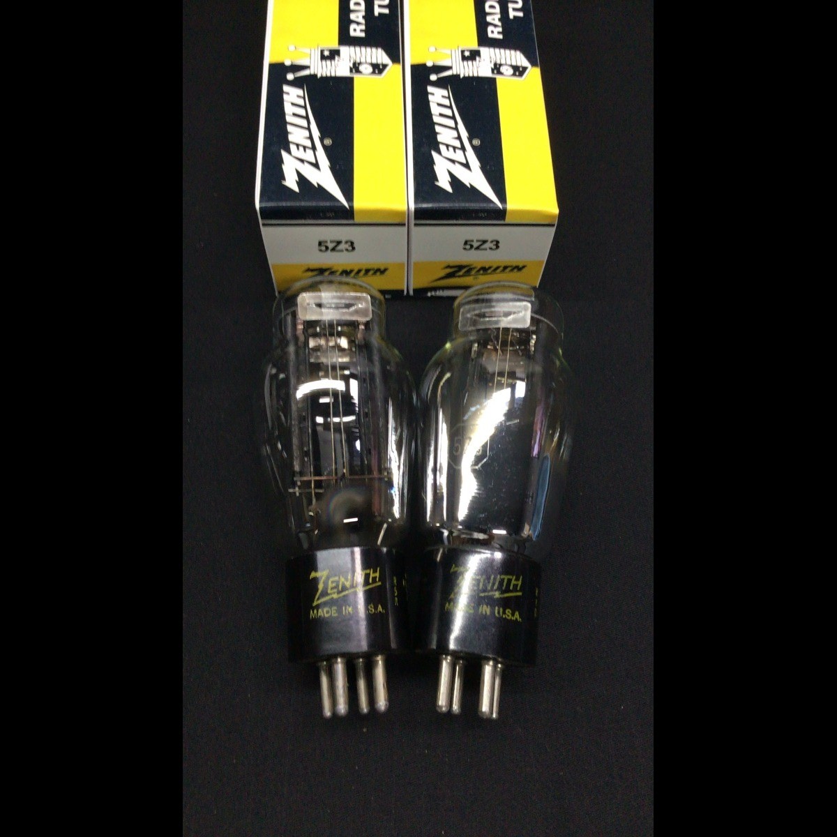 Nice Pair ZENITH 5Z3 Hanging Filament RECTIFIER Vacuum Tubes TEST NOS