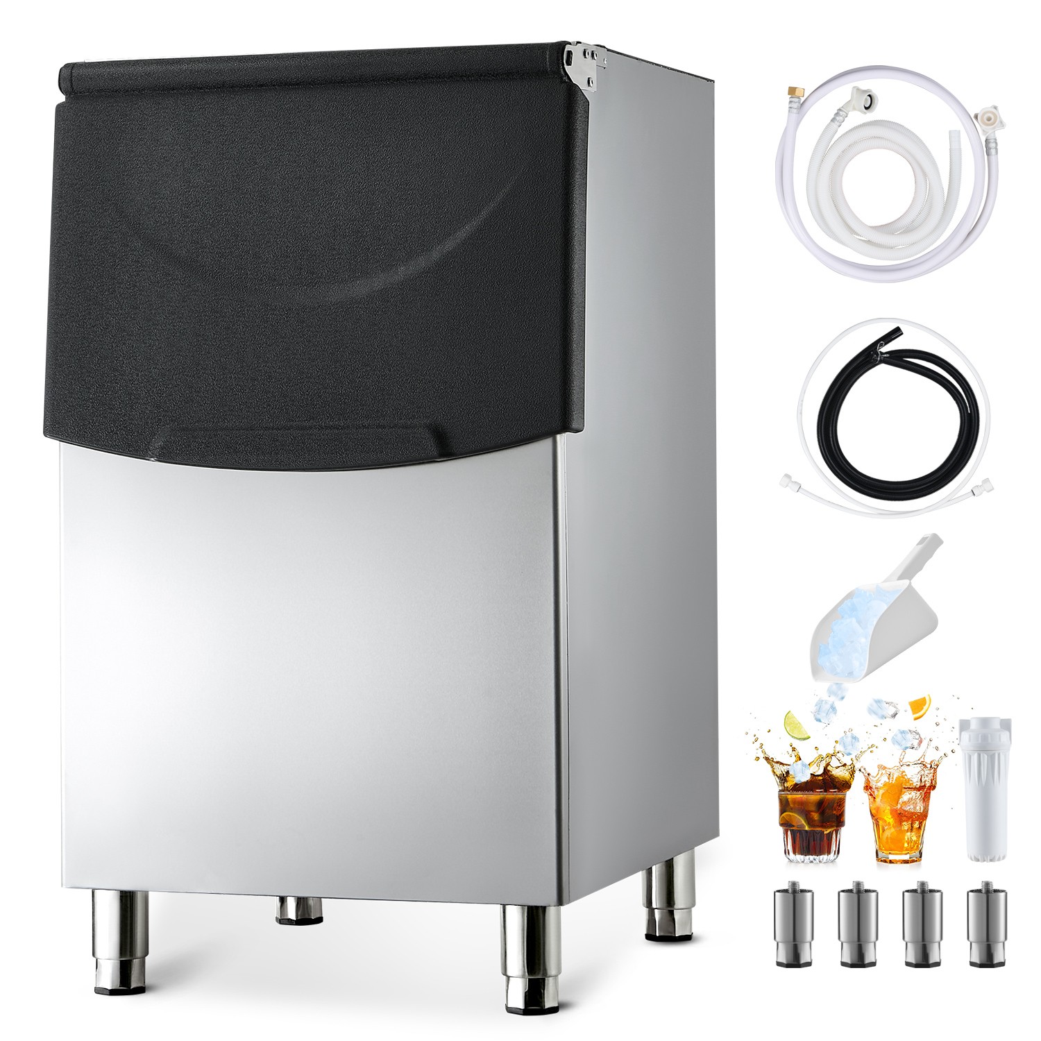 VEVOR Commercial Ice Storage Bin 250lbs Capacity Stainless Steel Ice Bin