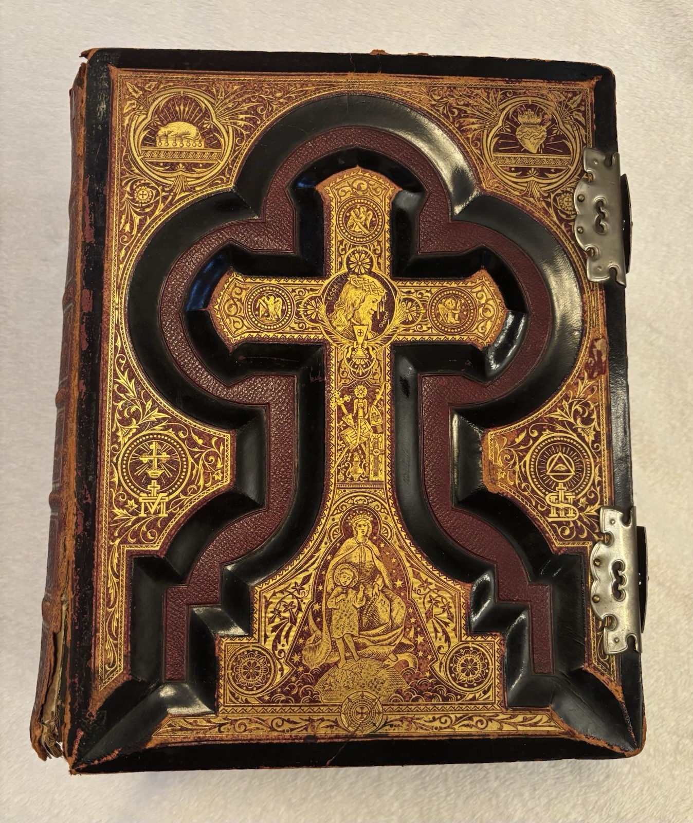 Antique 1884 Haydock Douay Rheims Catholic Family Bible Chas F Adams Ornate