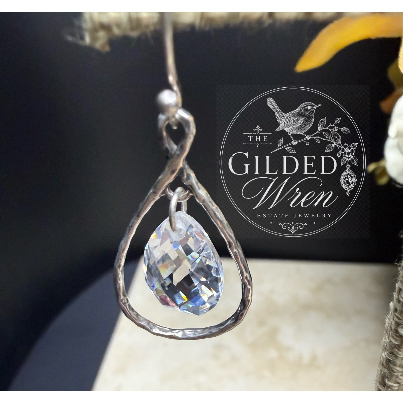 Silpada W2284 Harbor Lights Sterling Silver Crystal Teardrop Earrings 925
