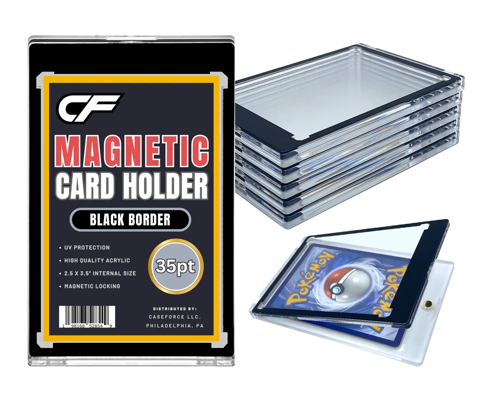 CF Magnetic Card Holder One Touch Case BLACK BORDER - 35PT-360PT Sizes CF Magnetic Card Holder One Touch Case BLACK BORDER - 35PT-360PT Sizes
