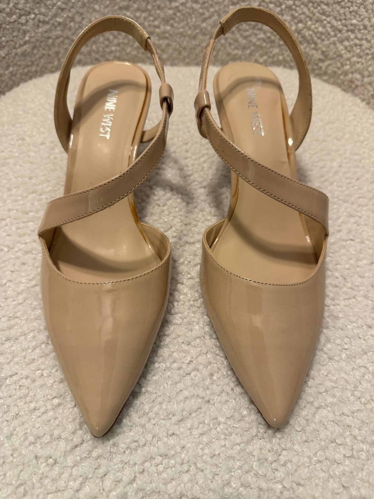 Nine West Adelia High Heels Patent leather Color Natural Size 6.5 NIB
