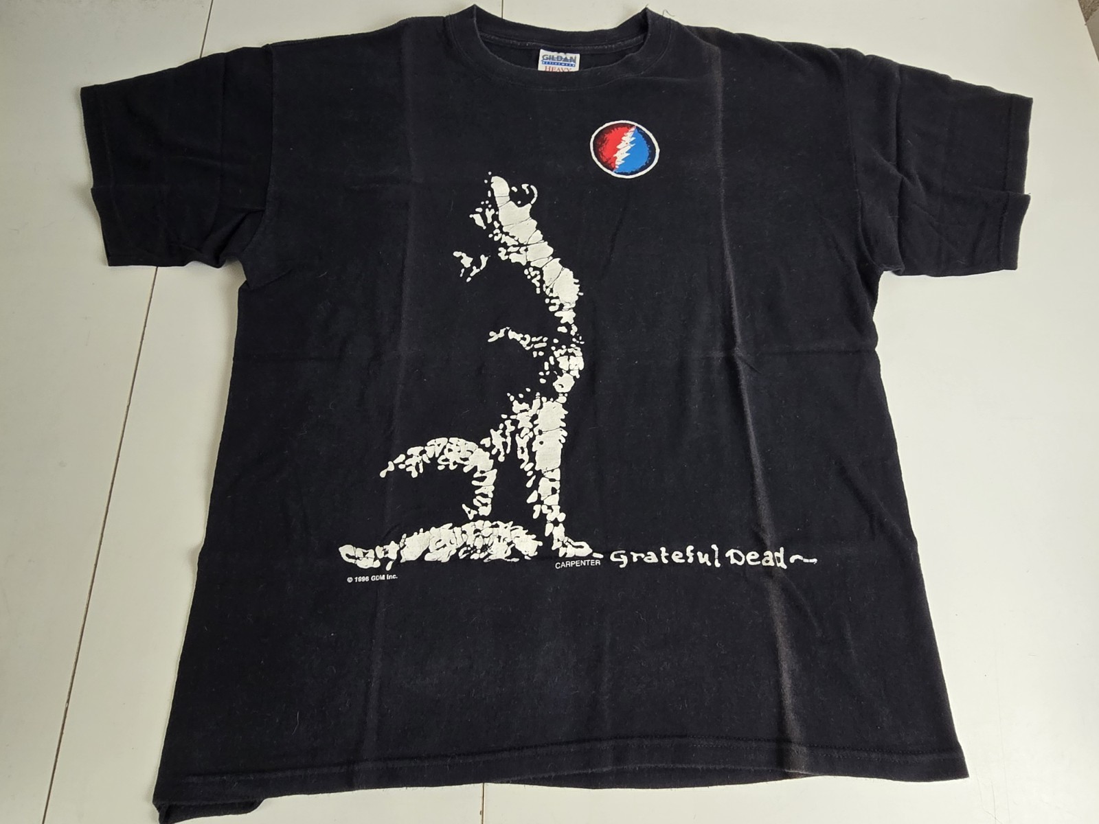 GRATEFUL DEAD VINTAGE 1996 SHORT SLEEVE BLACK DIRE WOLF TEE SHIRT SIZE L GRATEFUL DEAD VINTAGE 1996 SHORT SLEEVE BLACK DIRE WOLF TEE SHIRT SIZE L