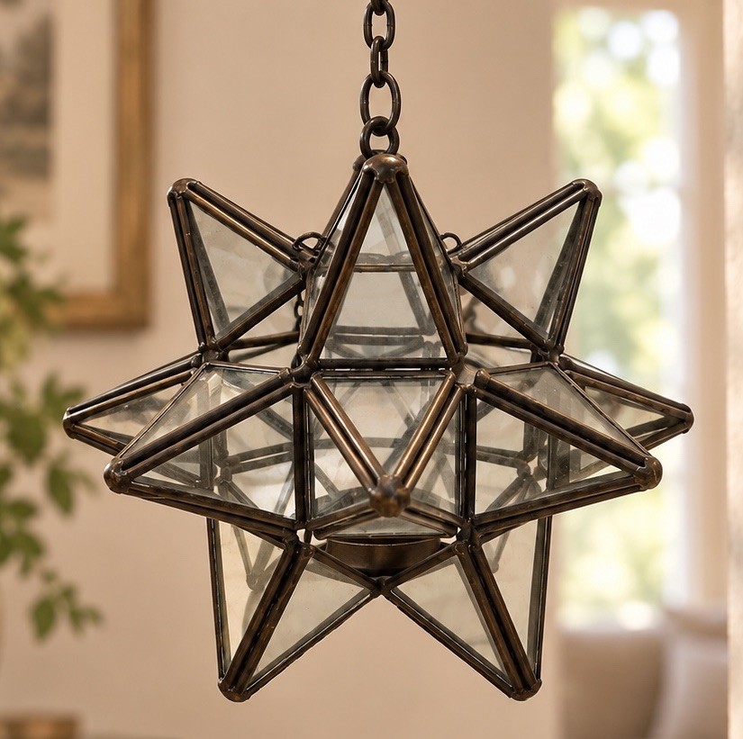 Vintage Moravian Star Hanging Tea Light Lantern Candle Holder Bronze Metal 11\ Vintage Moravian Star Hanging Tea Light Lantern Candle Holder Bronze Metal 11\