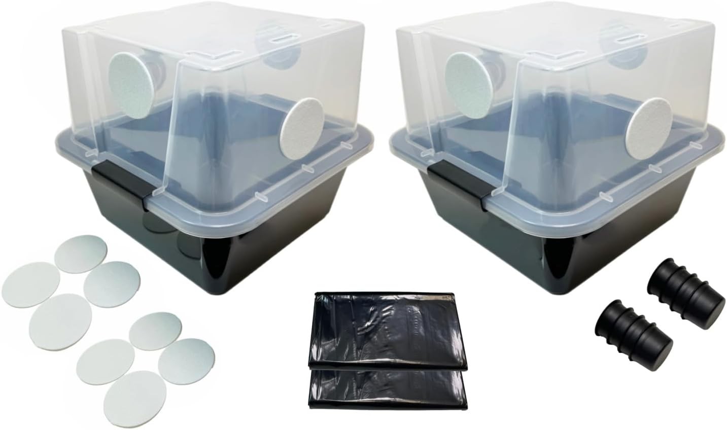 Grower\'s Select 28Q Cube Mushroom Monotub 2-Pack - Optimal Fruit Chamber Kit