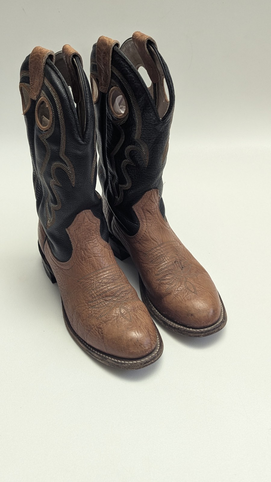 Boulet Men\'s Black & Brown Cowboy Western Boots 8