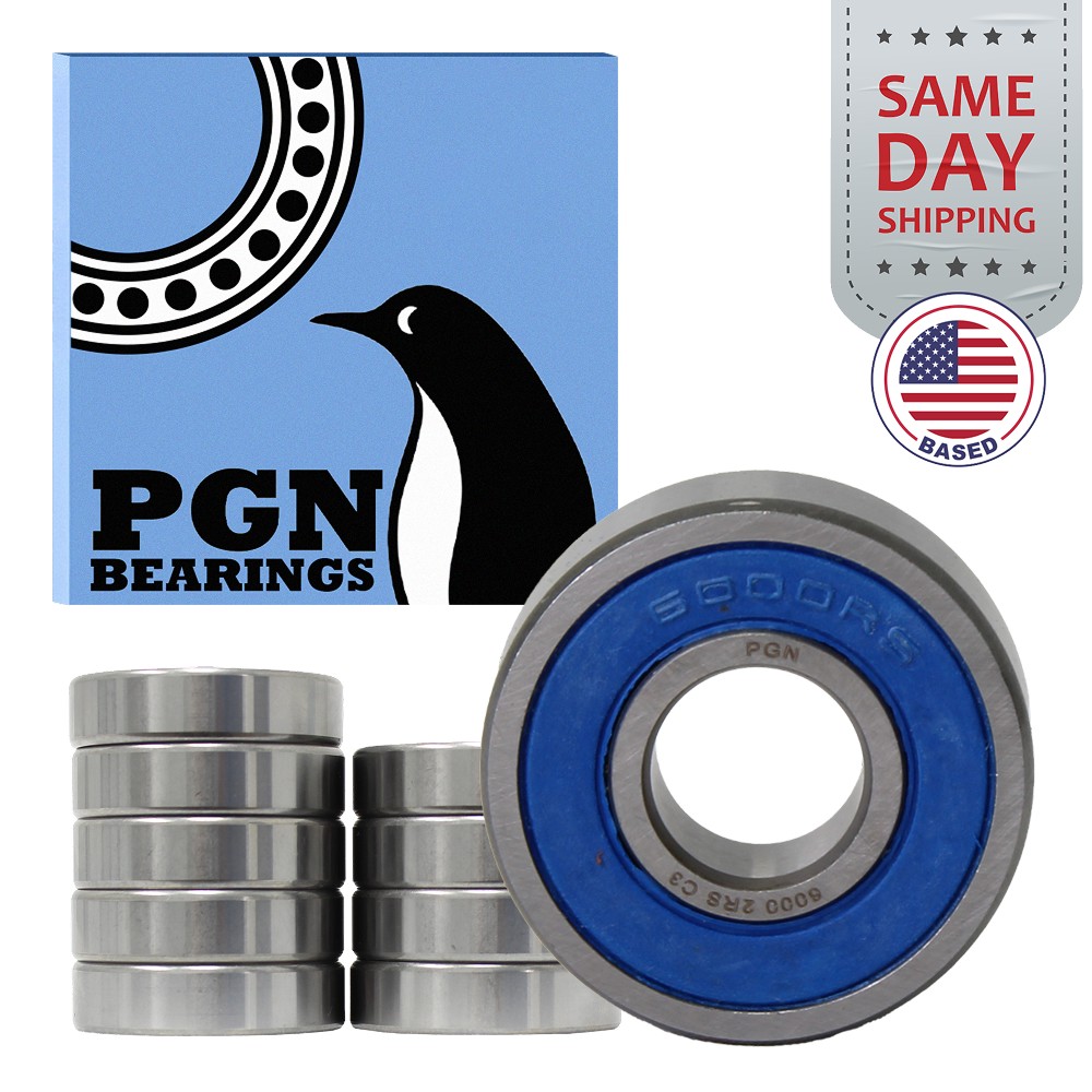 (10) 6000-2RS Premium Rubber Seal Ball Bearing C3 EMQ, 10x26x8, 6000 2RS 6000rs
