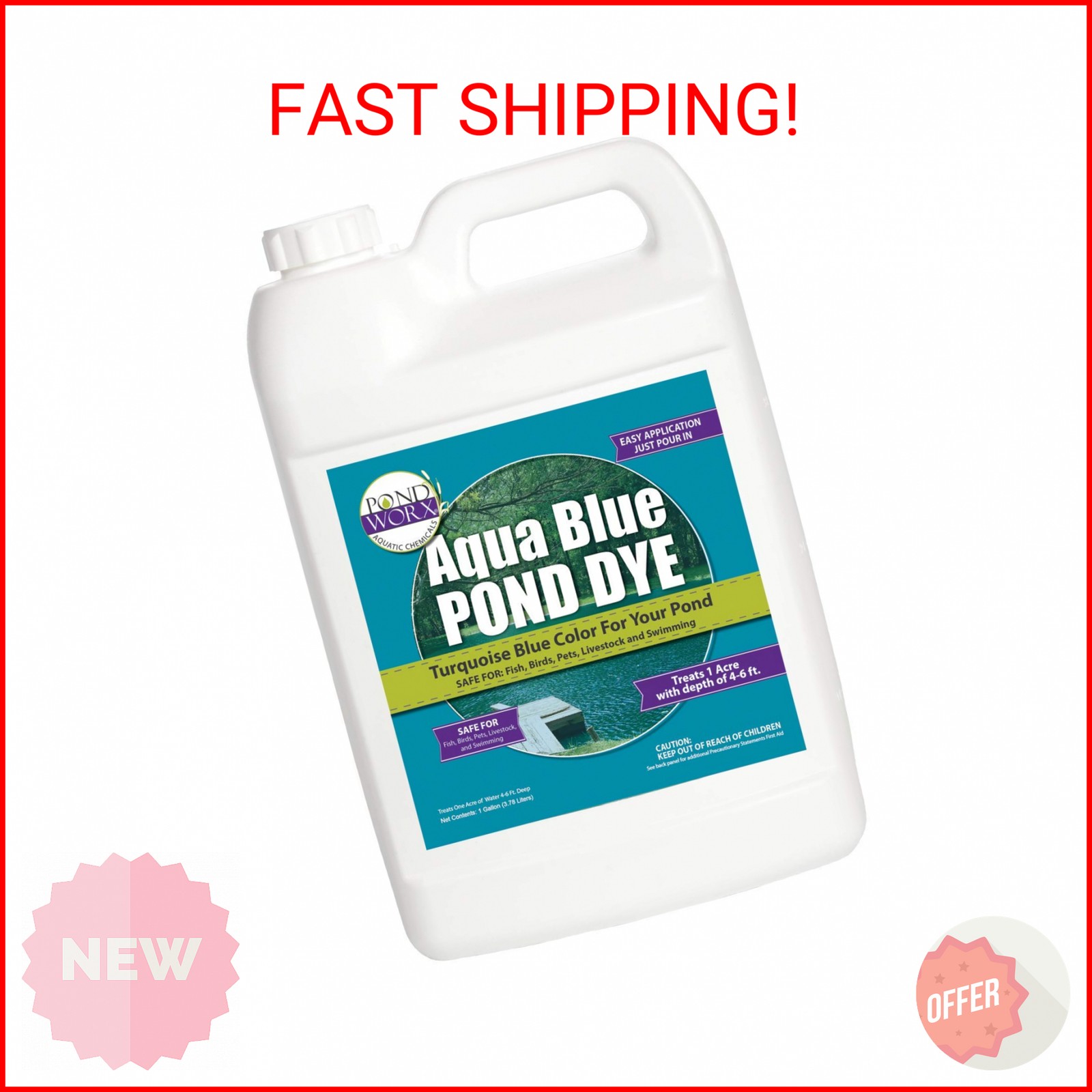 PondWorx Lake and Pond Dye- Aqua Blue Pond Dye - 1 Gallon