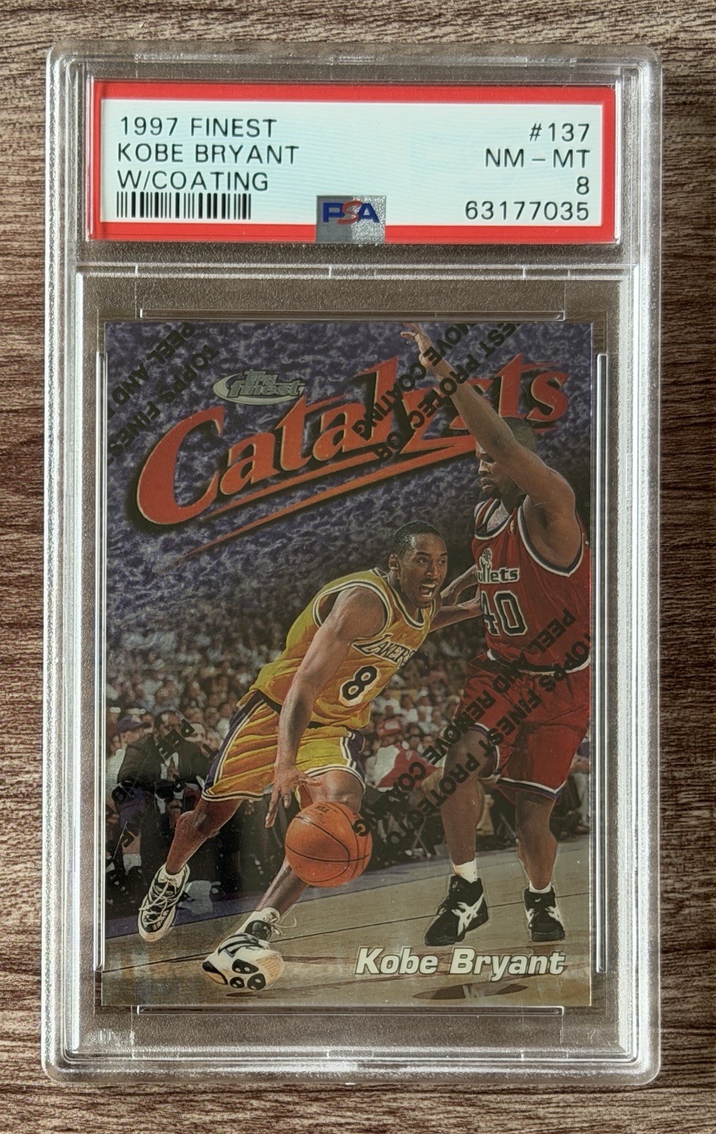 1997-98 Topps Finest Kobe Bryant Catalysts w/ Coating #137 Uncommon PSA 8 Lakers