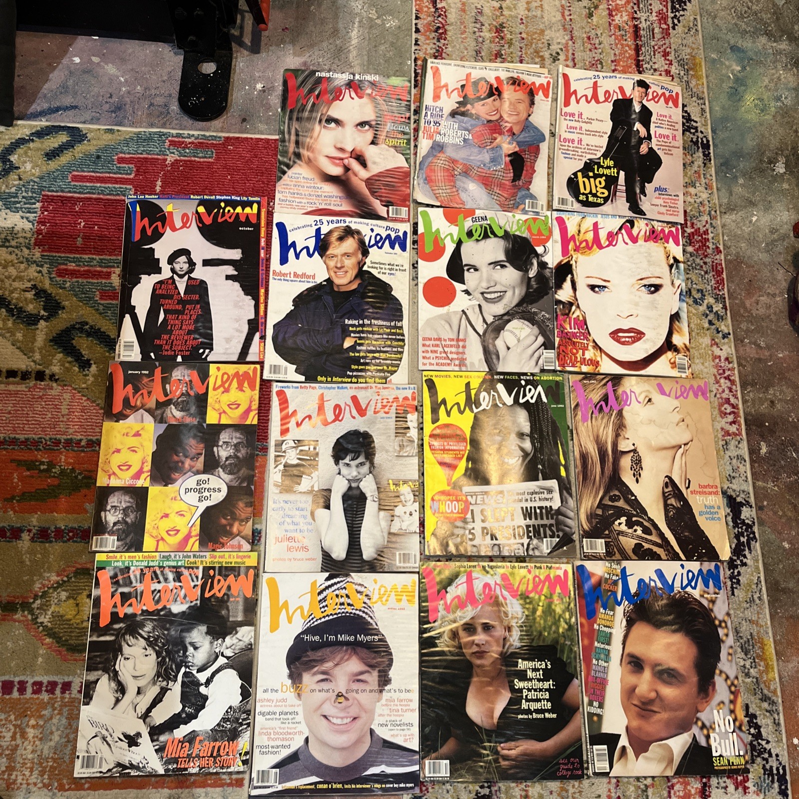 Lot Of 15 Andy Warhol\'s Interview Magazine 1990’s Read Description