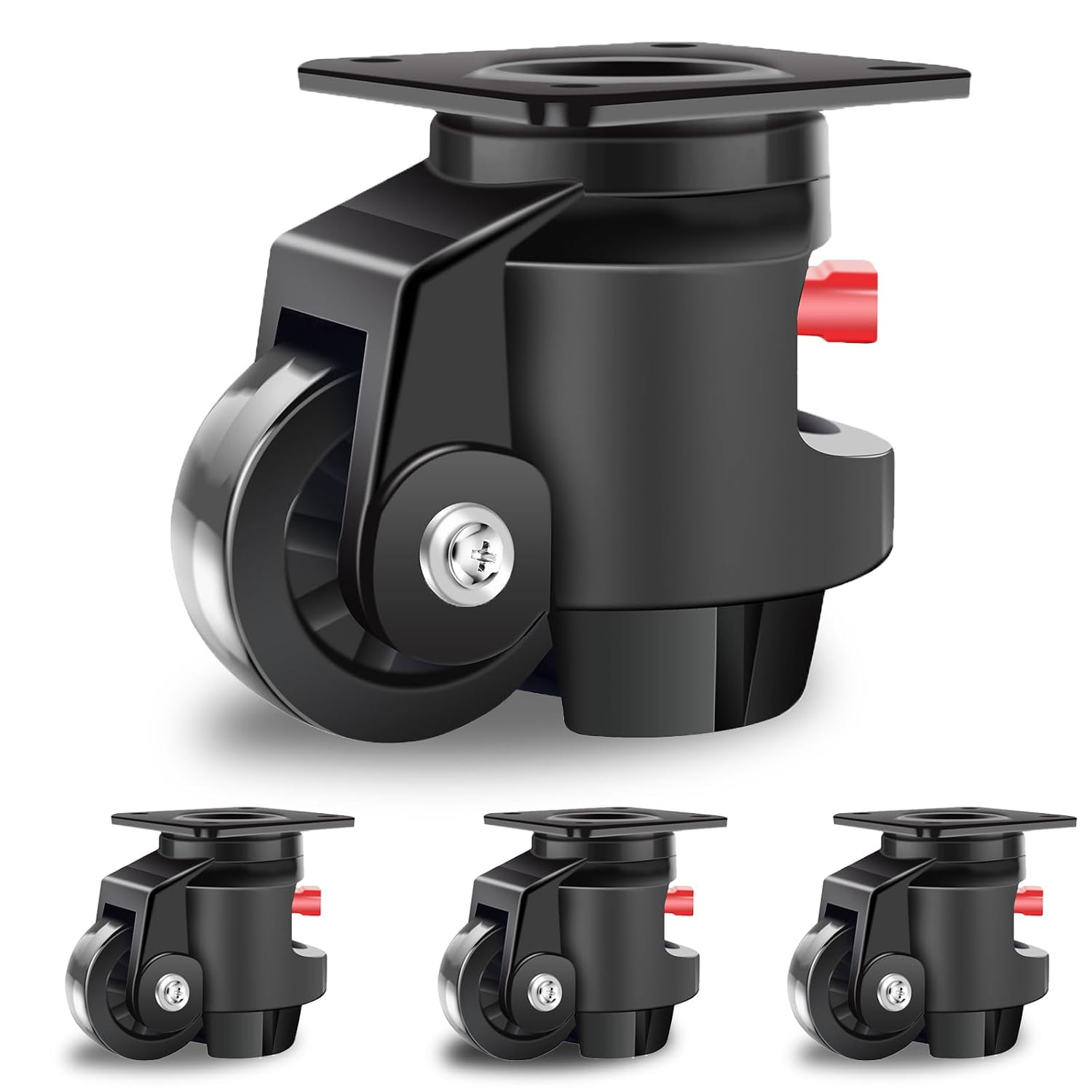 Leveling Casters Wheels with Ratchet Arm 6600 LBS, Heavy Duty Retractable Caster