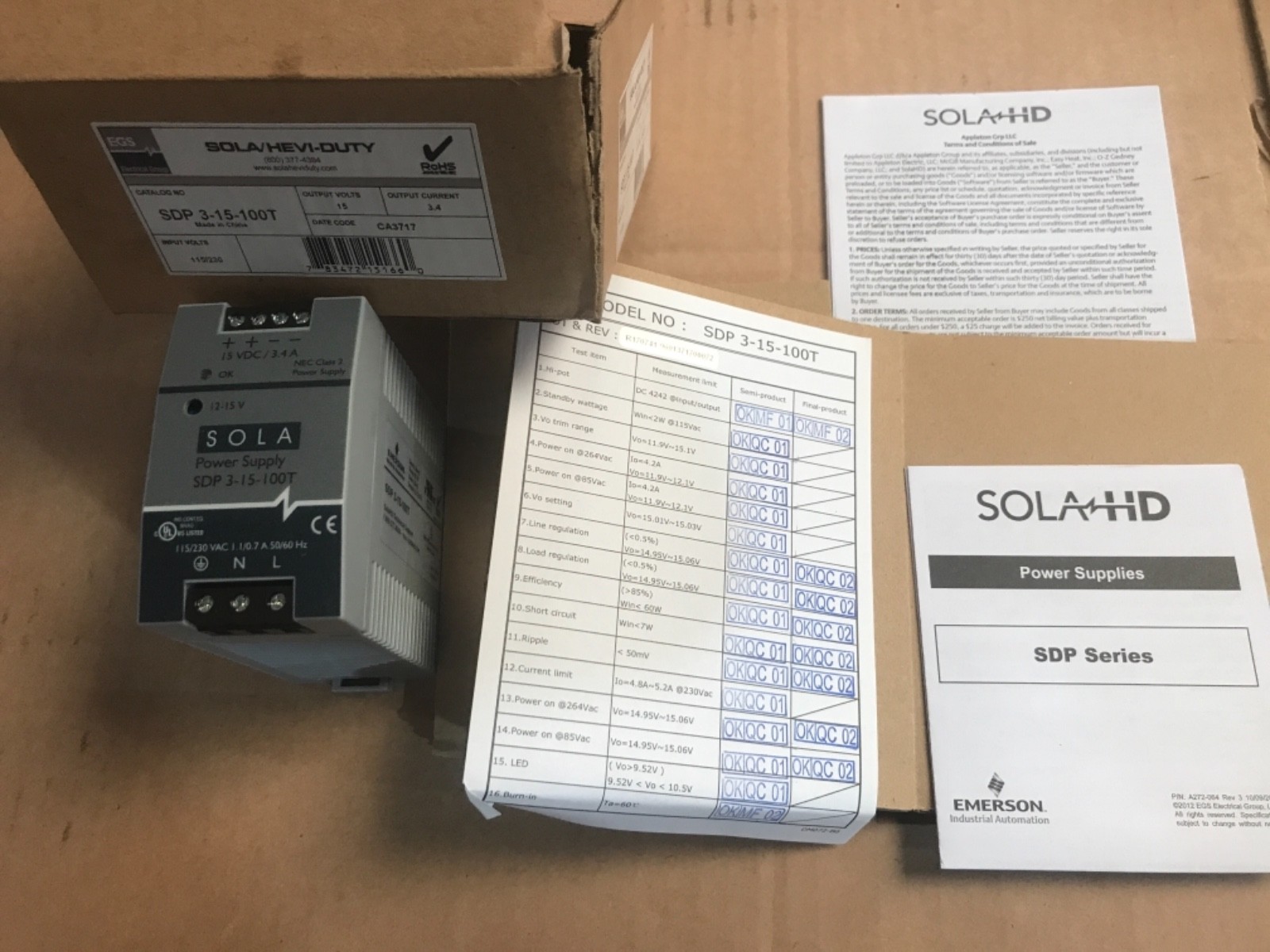 NEW Sola Hevi-Duty SDP 3-15-100T 15 VDC 3.4 Amp Power Supply SDP315100T NEW Sola Hevi-Duty SDP 3-15-100T 15 VDC 3.4 Amp Power Supply SDP315100T