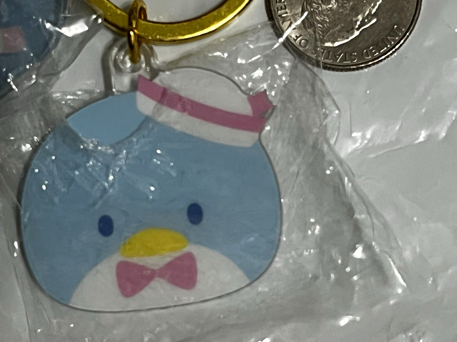 Sanrio Tuxedosam Clip-On Metal Keychain Keyring w/ Lobster Clasp, Blue