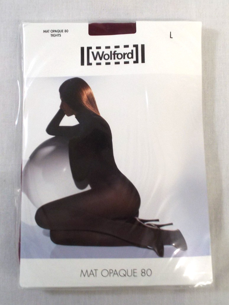 Wolford Mat Opaque 80 Denier Tights Crushed Berry Large 18420 New Sealed Package