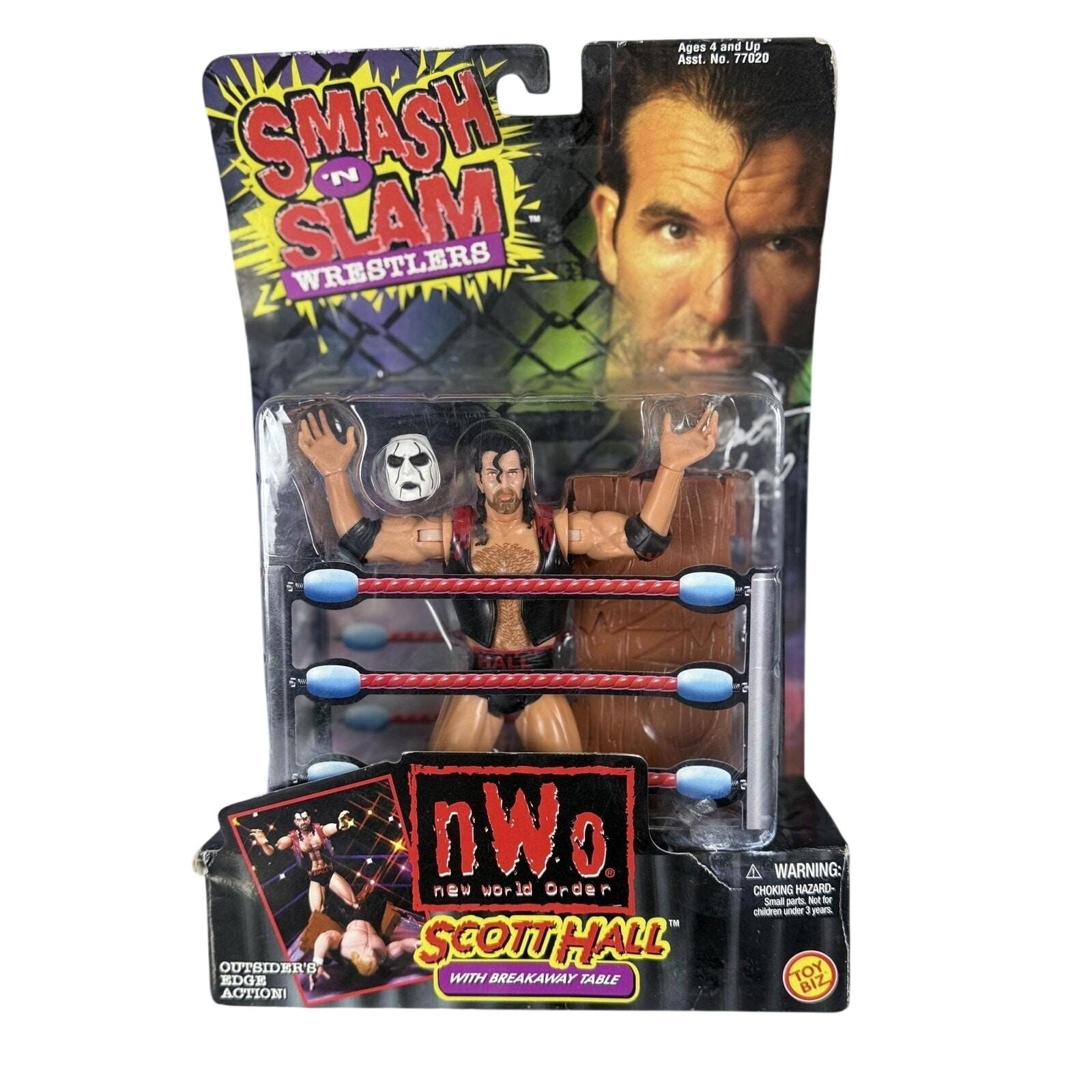 WCW nWo Scott Hall Smash \'N Slam Action Figure Toy Biz 1999 #47720 Sealed WCW nWo Scott Hall Smash \'N Slam Action Figure Toy Biz 1999 #47720 Sealed