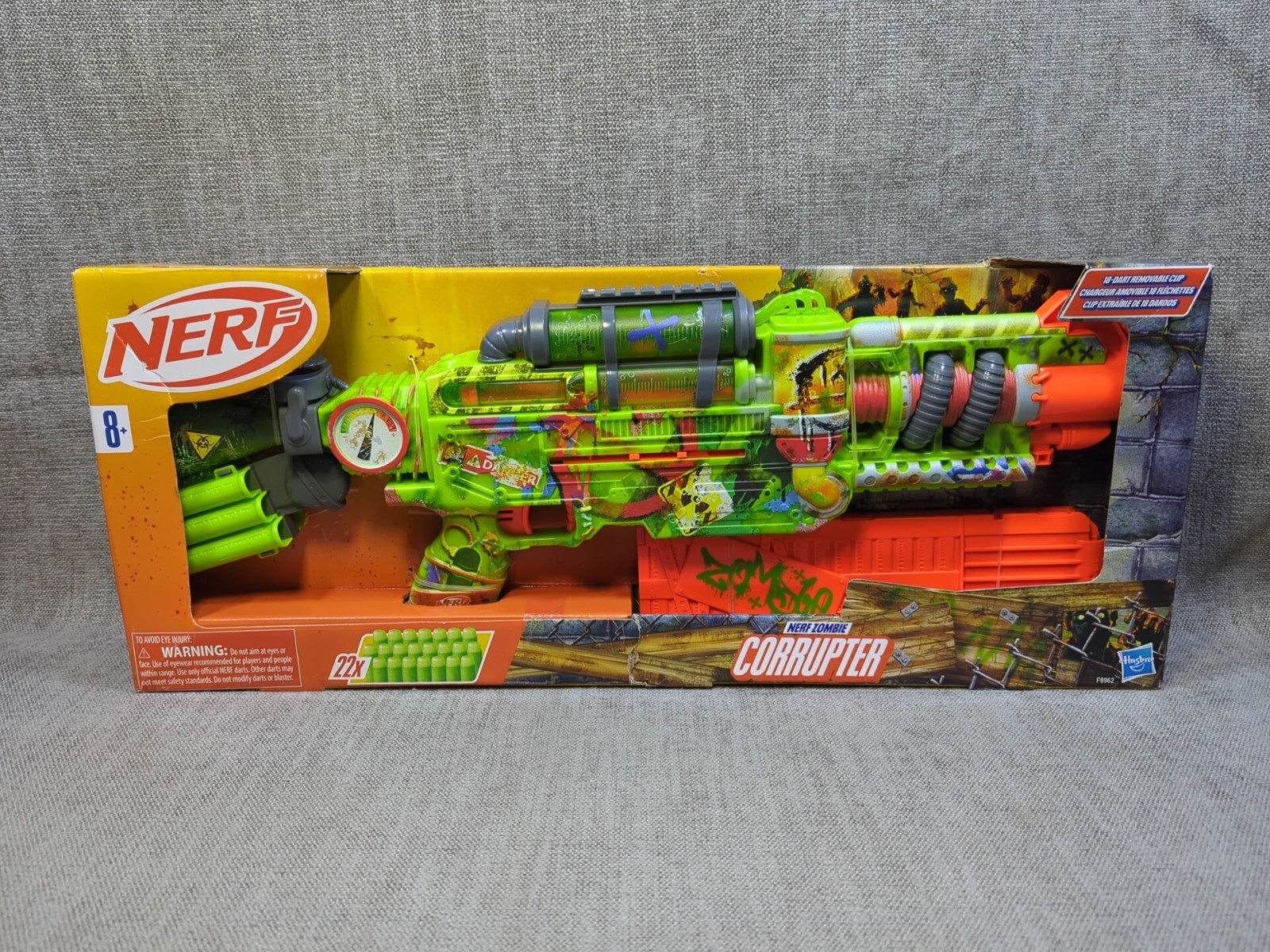 Nerf Gun Zombie Corrupter Dart Blaster With 22 Elite Nerf Darts Hasbro New F8962