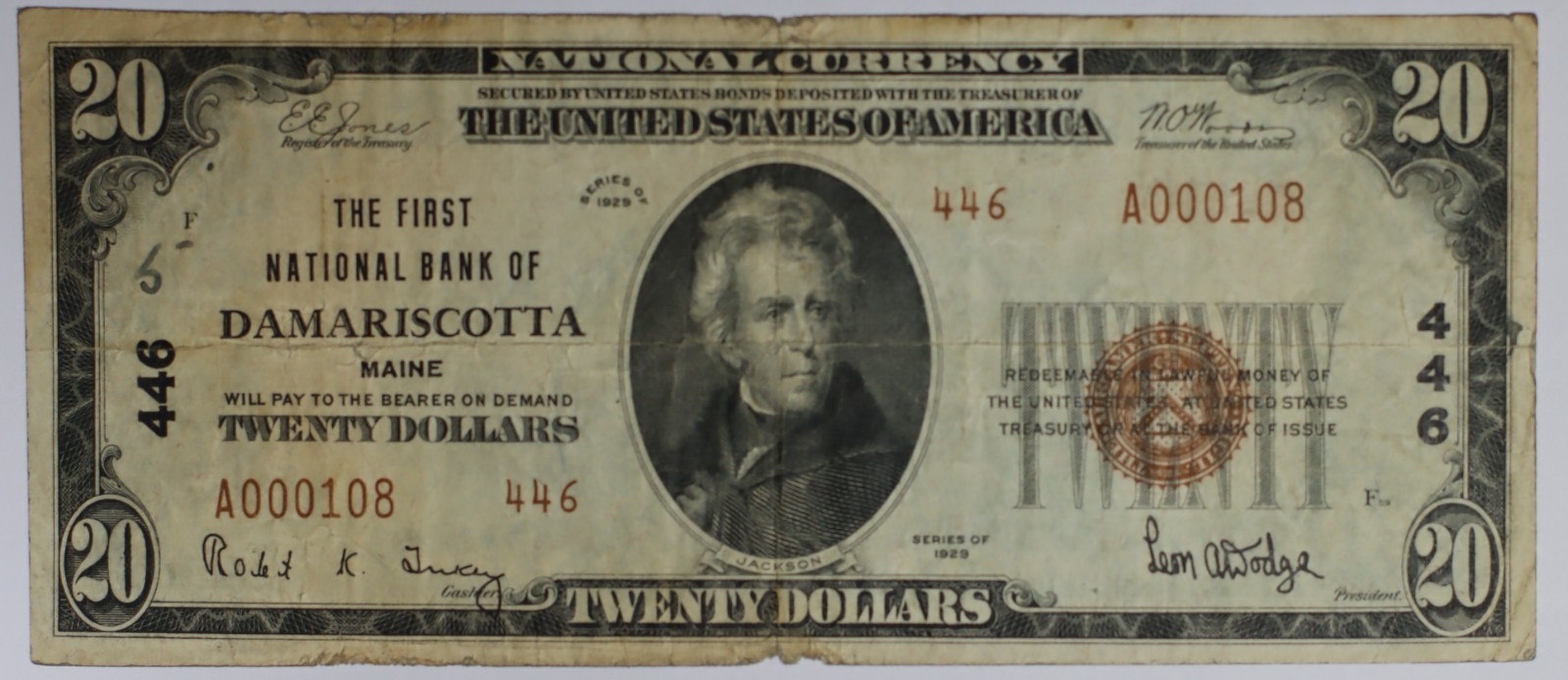 1929 $20 #446 Damariscotta, ME - VF