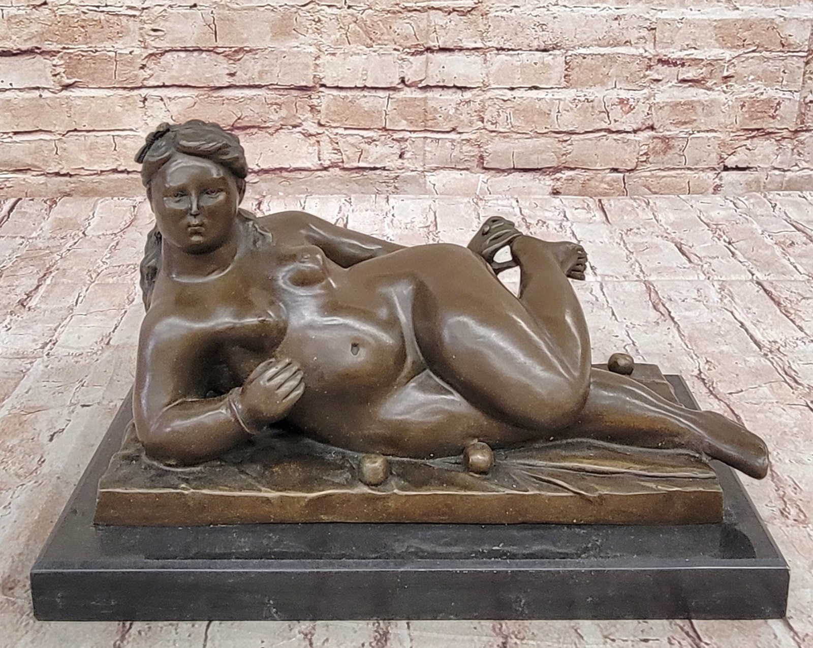 Modern Art Bronze Sculpture - XXL Sleeping Woman - signed Fernando Botero Statue
