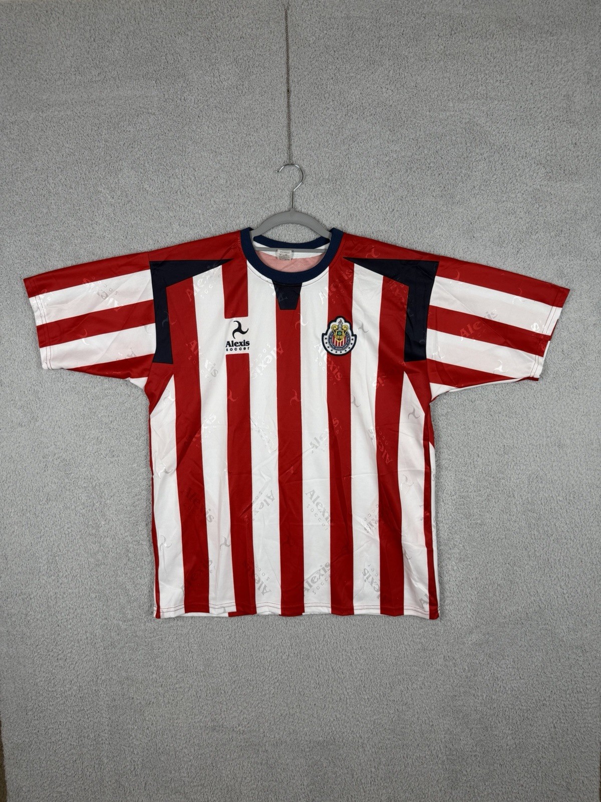 Vintage Alexis Soccer Chivas Guadalajara Jersey Red White Striped L Mens Vintage Alexis Soccer Chivas Guadalajara Jersey Red White Striped L Mens
