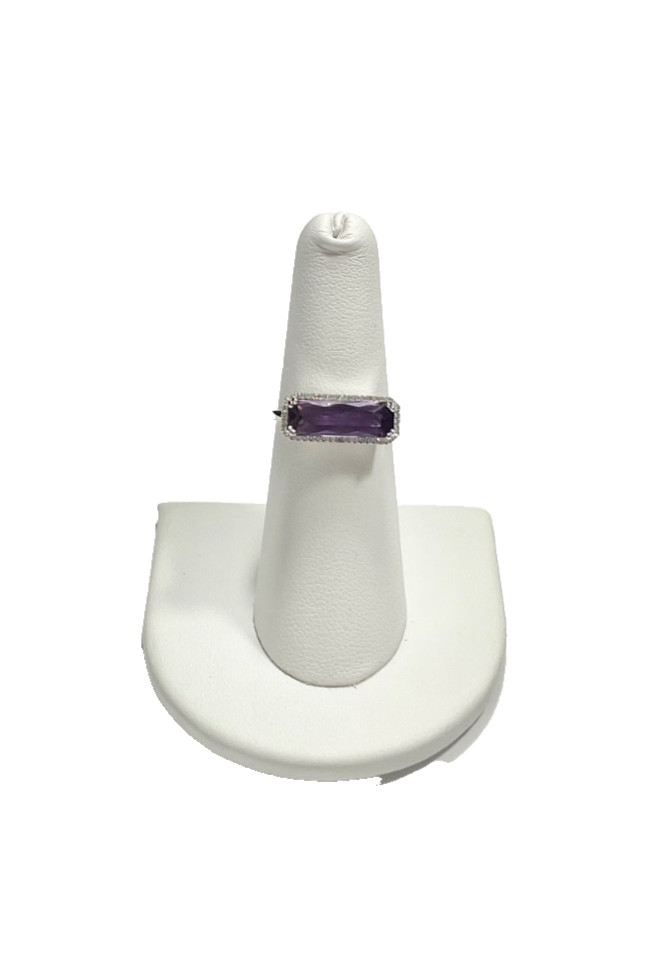 14KT Gold 2.50 CT Amethyst & Diamond Ring Size 6.5 - Heart Of The Ocean Jewelry 