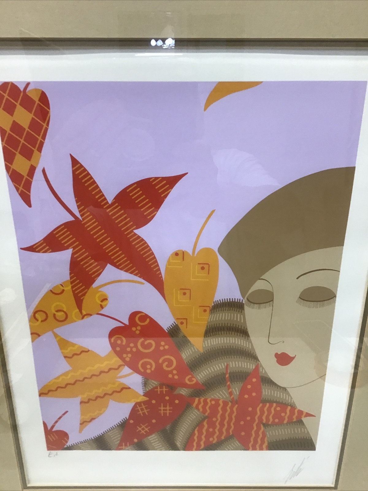 Erte Autumn Season Suite Serigraph Signed AP Artist Proof Framed Art Deco