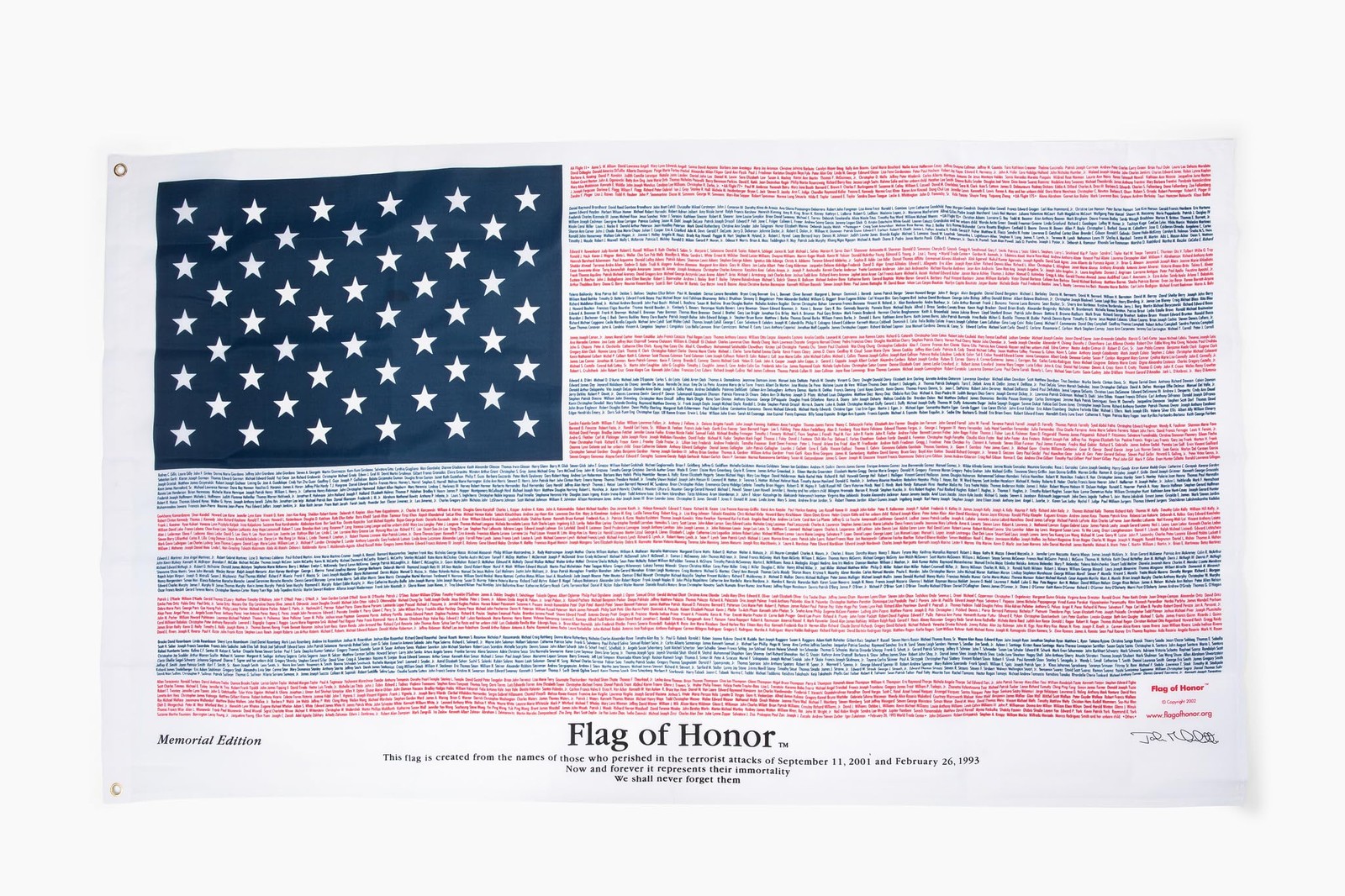 Flag of Honor 9/11 Memorial Flag with Names of Victims