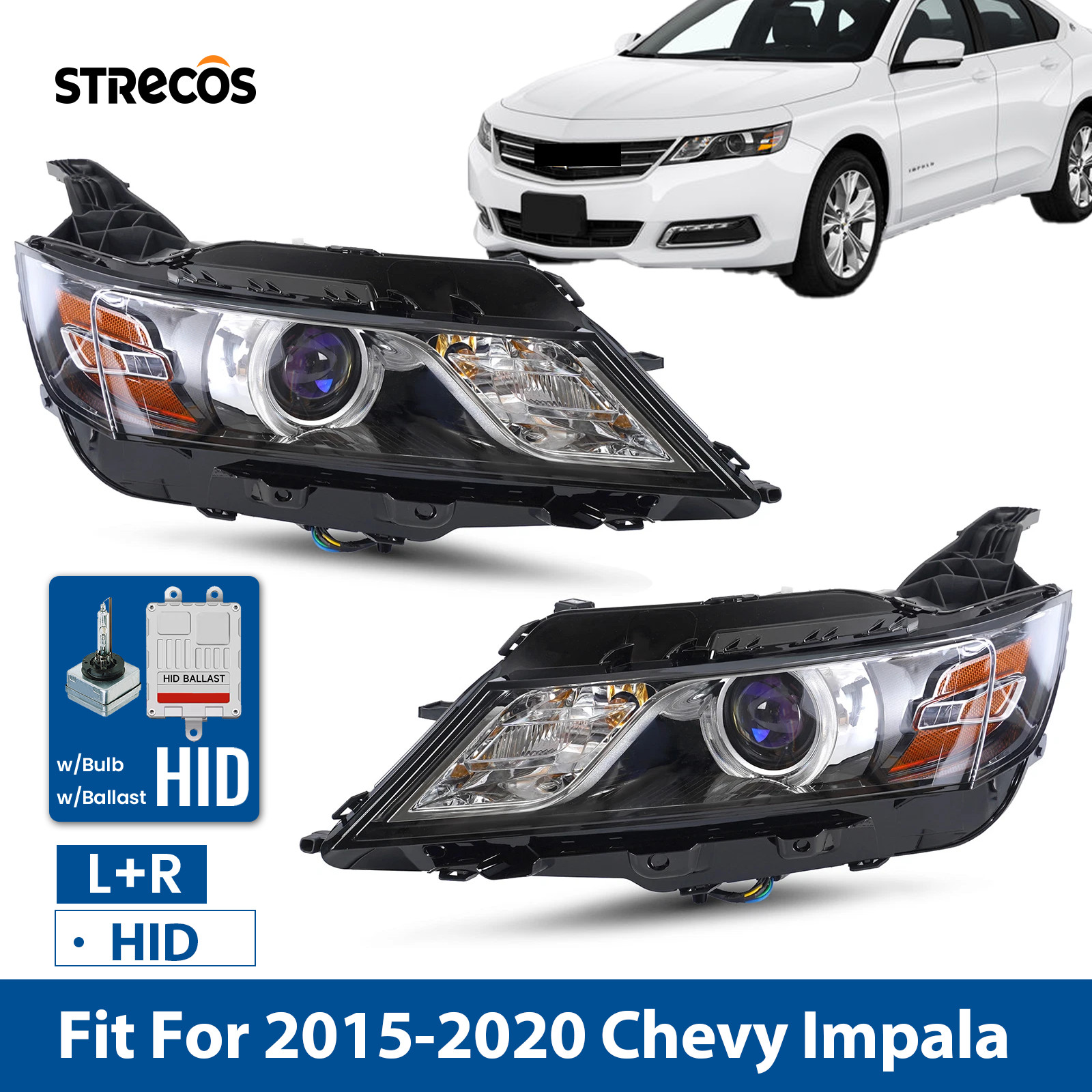 For 2014-2020 Chevy Impala HID/Xenon Headlight w/Ballast w/Bulb Left+Right Pair