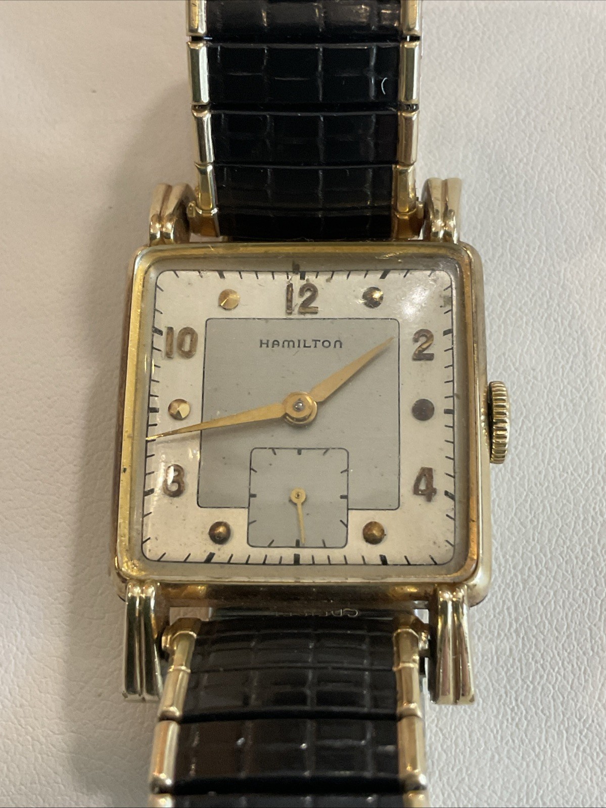 Works Vintage Hamilton 14K Gold Filled Cal. 747 17 Jewels Mens Tank Watch