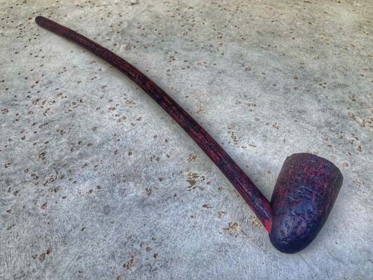 Wizard Smoking Pipe Long Stem Tobacco Pipe Rustic Black and OxBlood