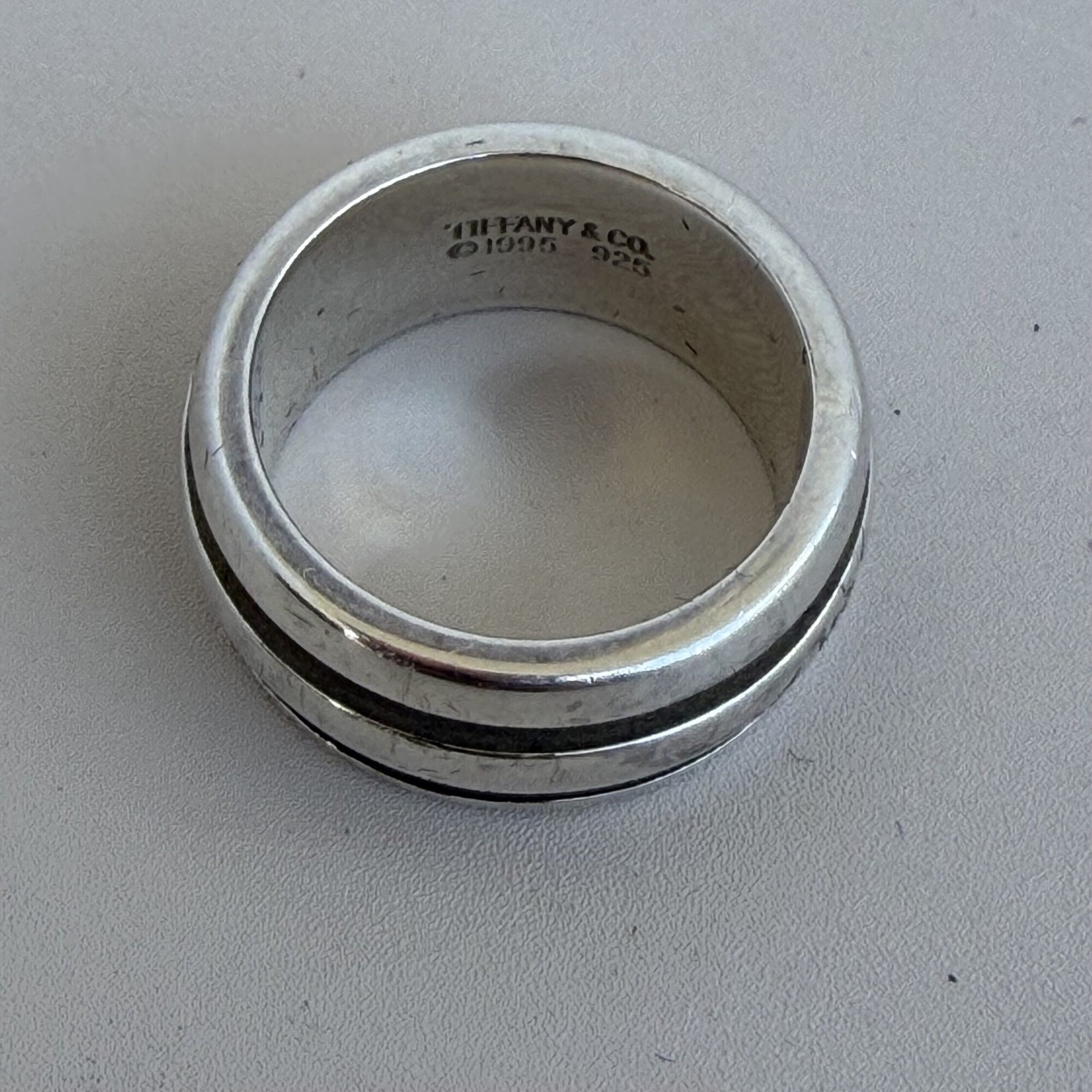 Tiffany & Co. Vintage 1995 Sterling Silver Atlas Groove Wide Band Ring