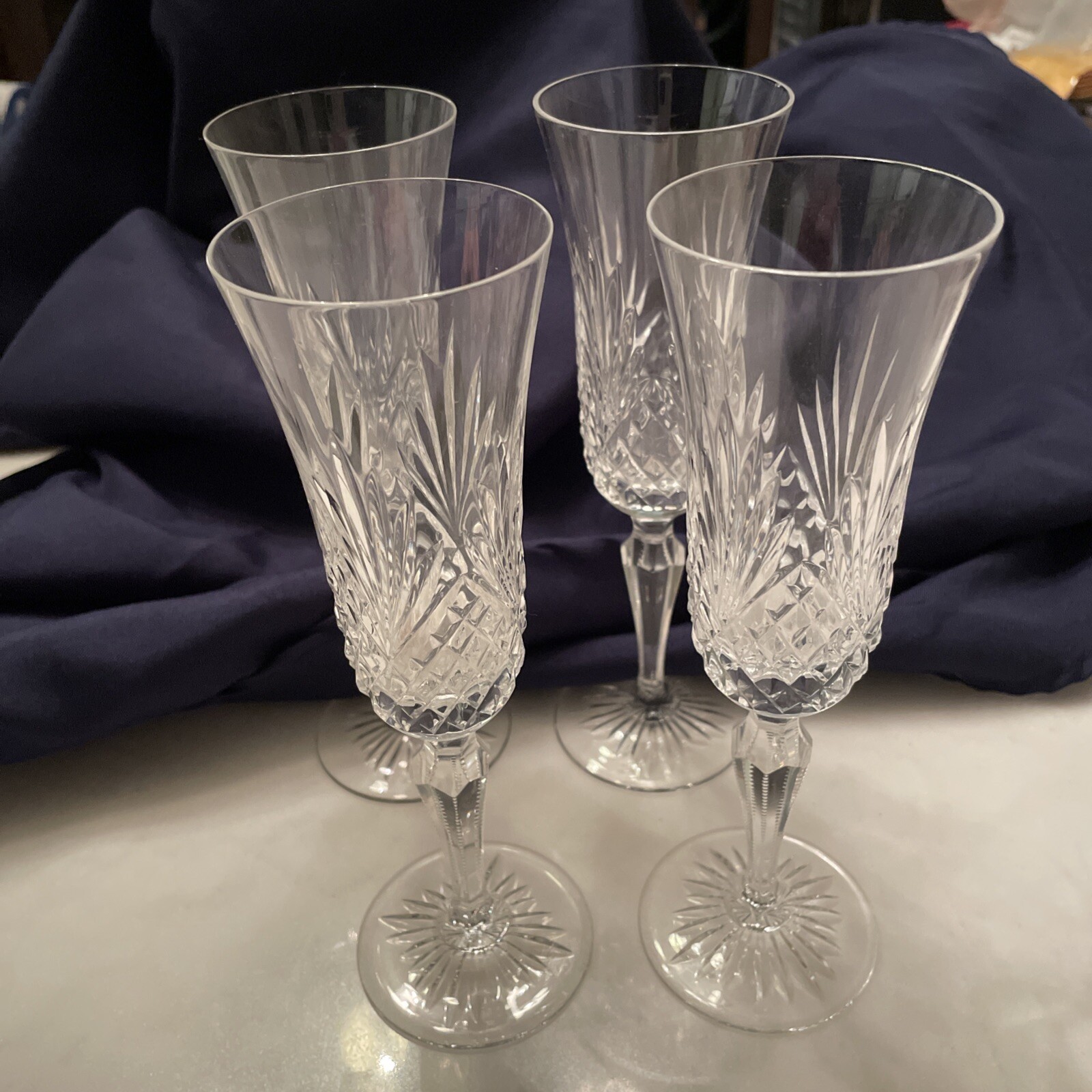 Set Of 4 Vtg Wedgwood Champagne Flutes Crystal Majesty Formal Holiday