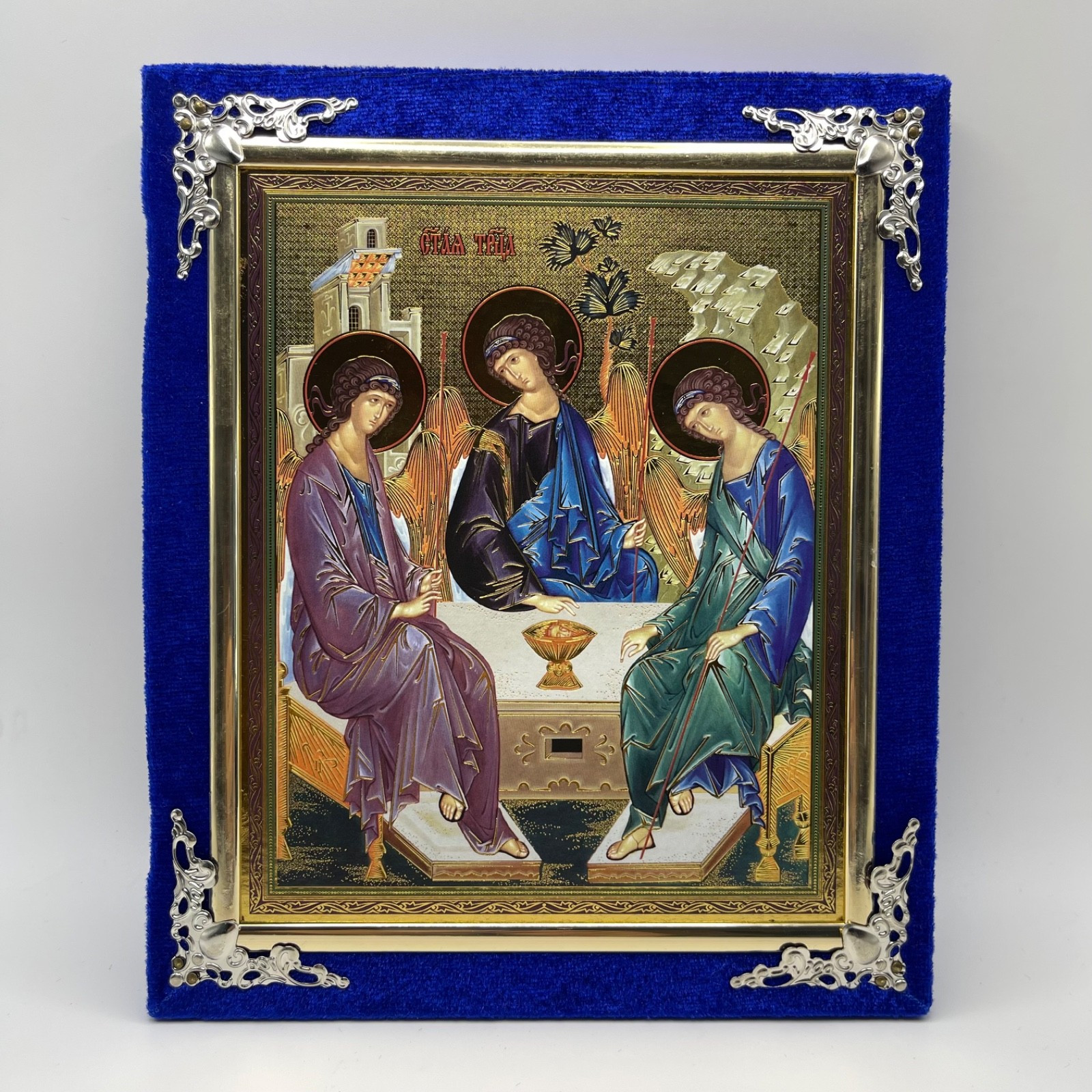Christian Orthodox Holy Trinity Icon Byzantine Style Early 2000s Religious Art