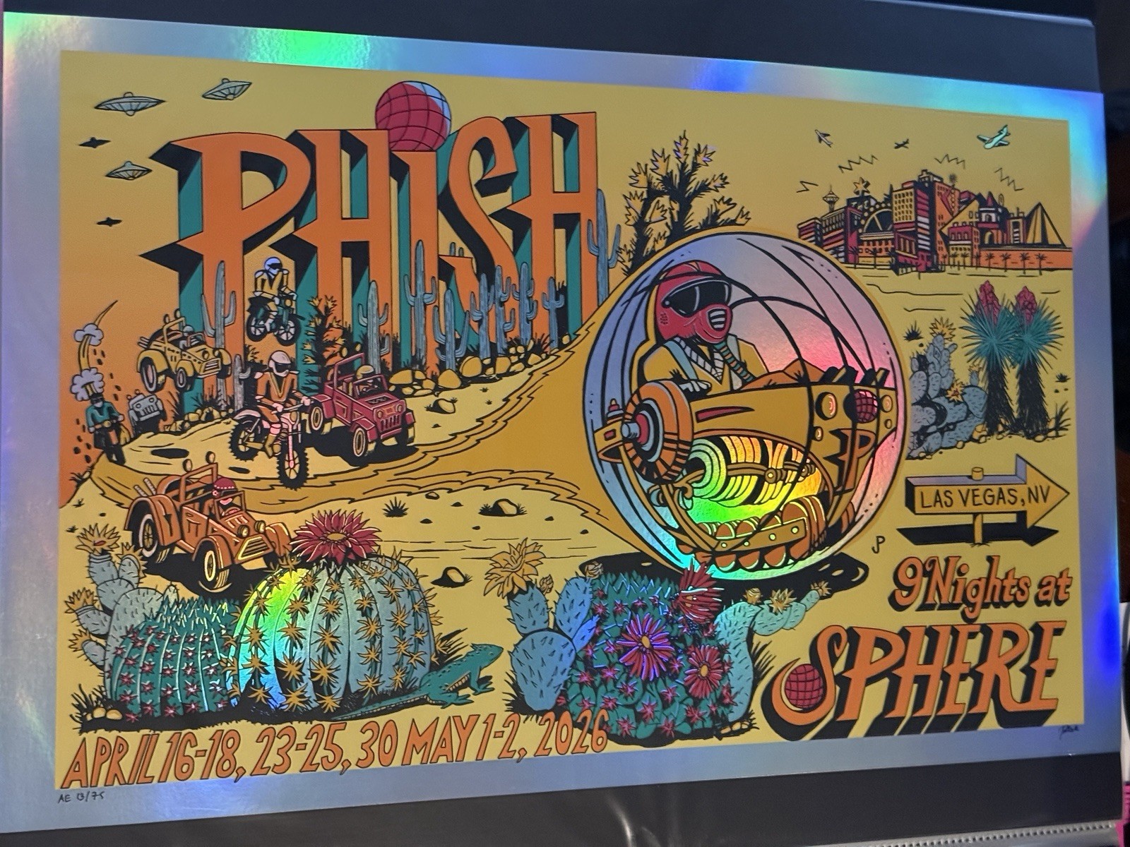 Jim Pollock Artist Edition /75 Phish Las Vegas Sphere Orange Weekend 1 Foil 2026 Jim Pollock Artist Edition /75 Phish Las Vegas Sphere Orange Weekend 1 Foil 2026