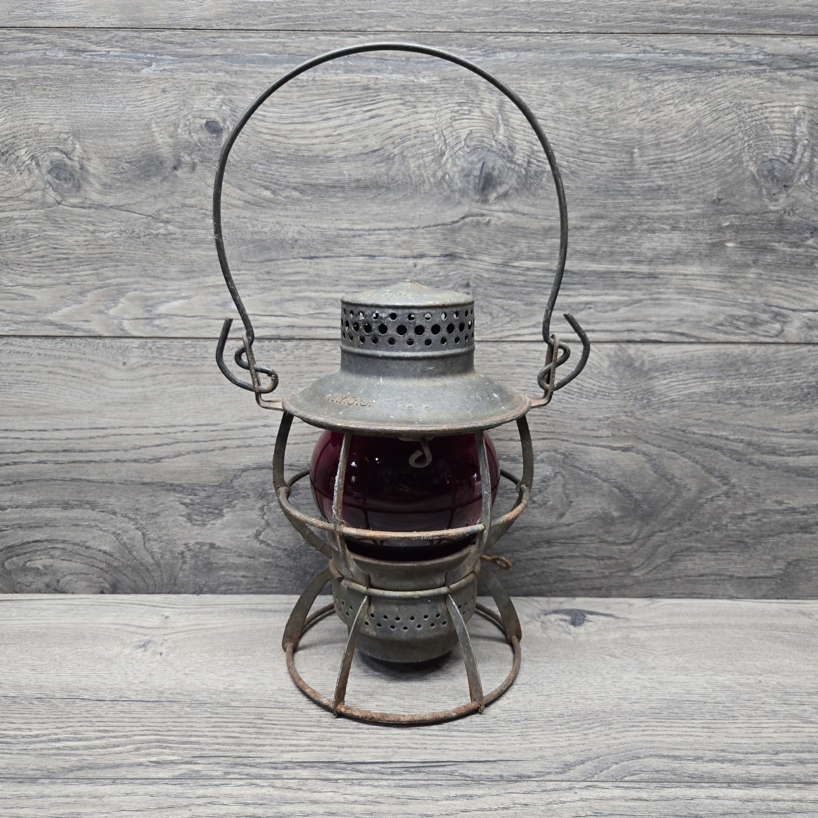 Antique DRESSEL Arlington NJ NYCS New York Central Railroad Lantern w/ Red Globe