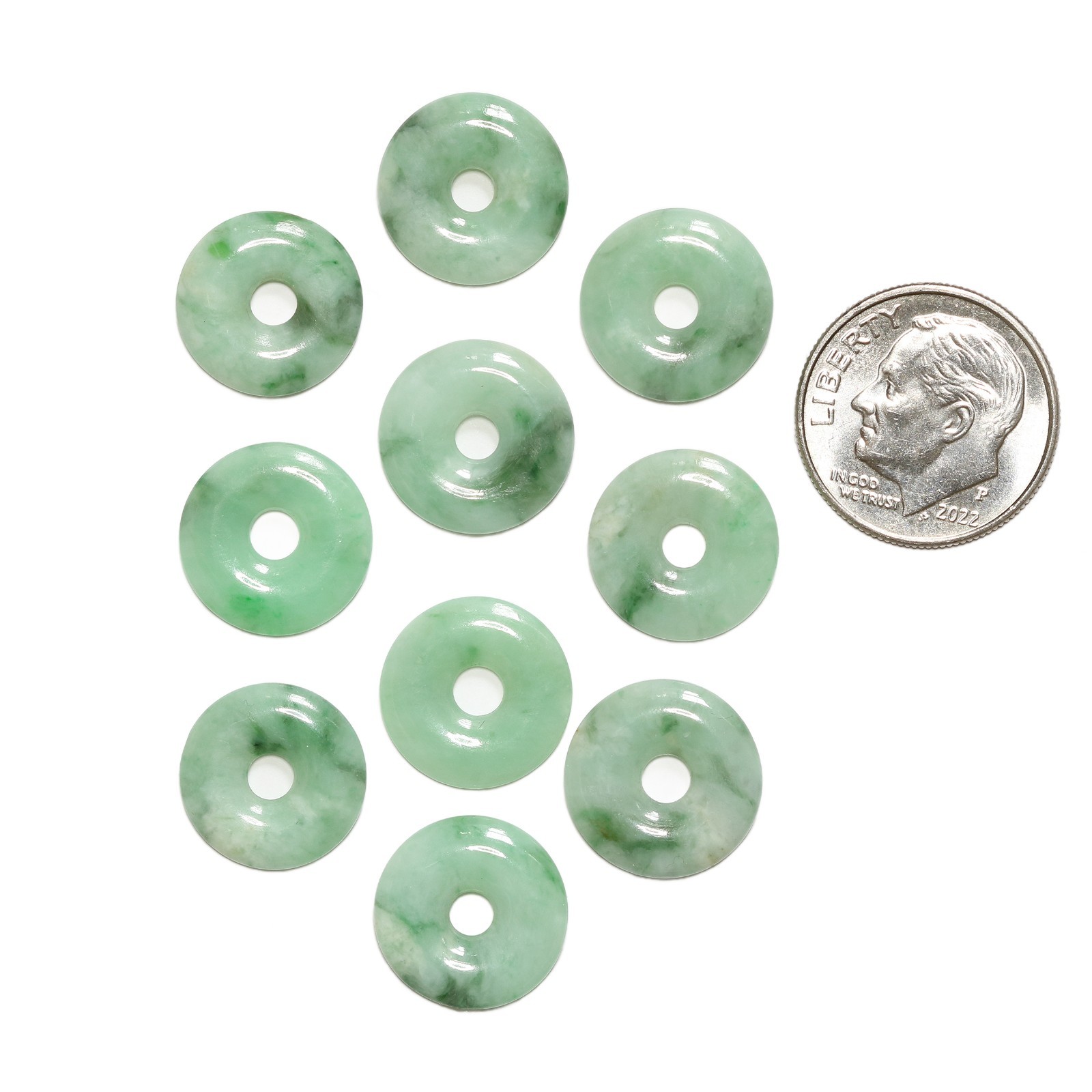 10 Type A Natural Burma Jadeite Bi Discs Green Jade Ping An Kou Guaranteed