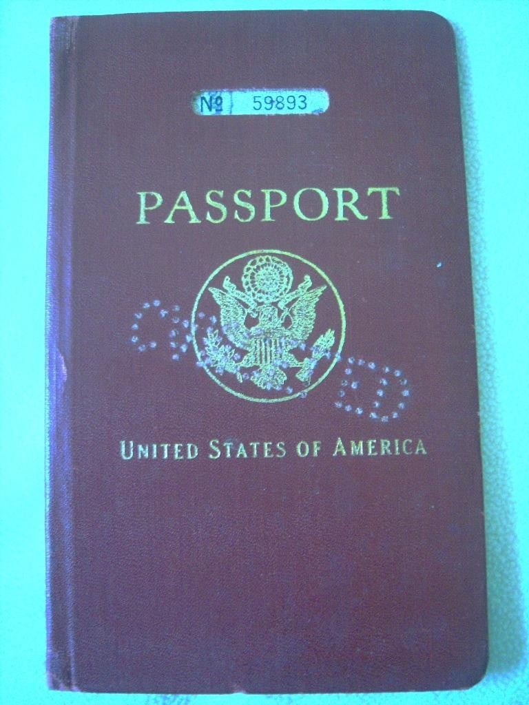 VTG 1929 US Passport United States Burgundy Travel Ephemera WALTON BROWN 16YO