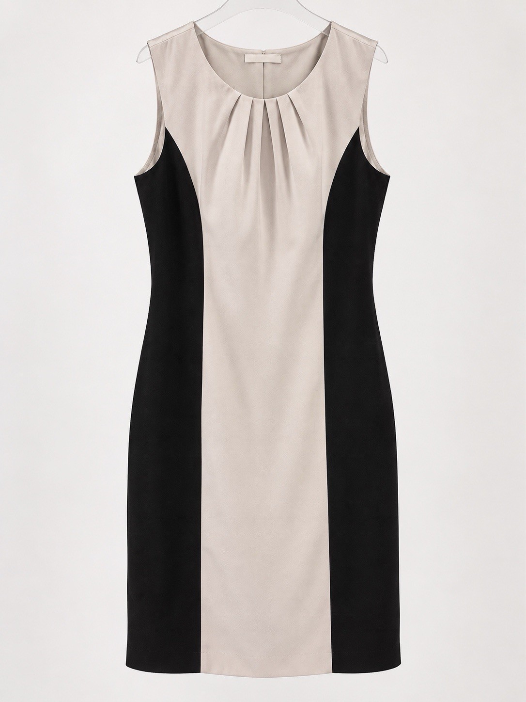 Elie Tahari Colorblock Sheath Dress 8 Beige Black Sleeveless Round Neck Zip Elie Tahari Colorblock Sheath Dress 8 Beige Black Sleeveless Round Neck Zip