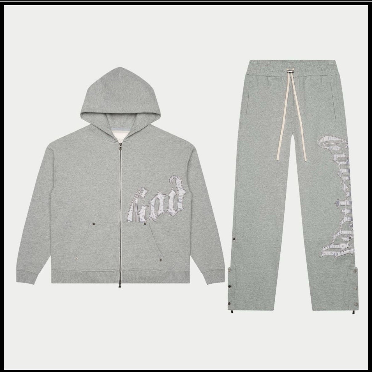 Godspeed New York OG LOGO SWEATSUIT V2 (GREY/SILVER SATIN) Godspeed New York OG LOGO SWEATSUIT V2 (GREY/SILVER SATIN)