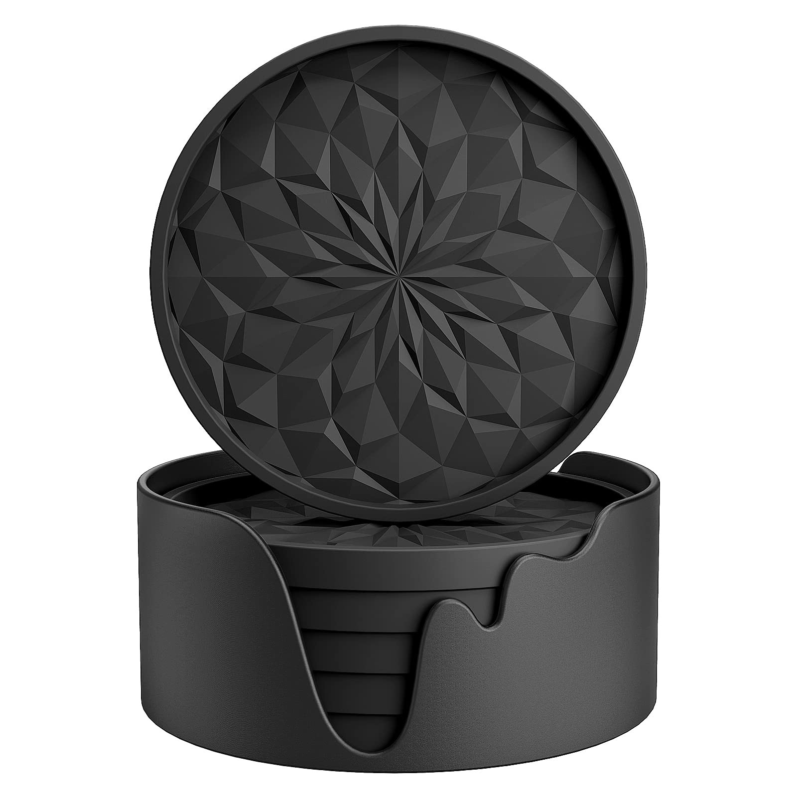 Silicone Drink Coasters with Holder Deep Tray Non Slip Heat Resistant Design