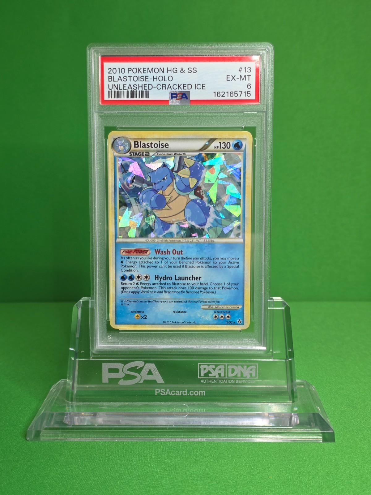 POKEMON 2010 HEART GOLD SOUL SILVER BLASTOISE CRACKED ICE HOLO 13 PSA 6