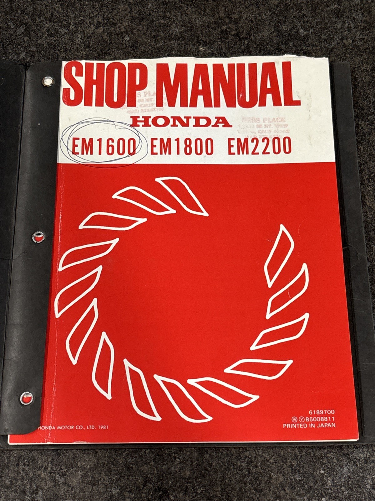 OEM Honda Shop Manual Generator EM1600 EM1800 EM2200 w/Cover Binder Complete🔥