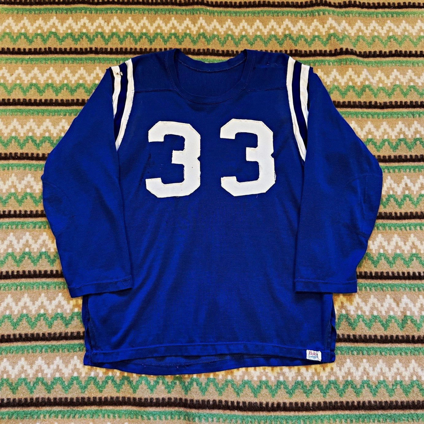 VTG 40s 50s Holts Sporting Goods Rayon Durene Jersey Size XL Made in USA Blue VTG 40s 50s Holts Sporting Goods Rayon Durene Jersey Size XL Made in USA Blue