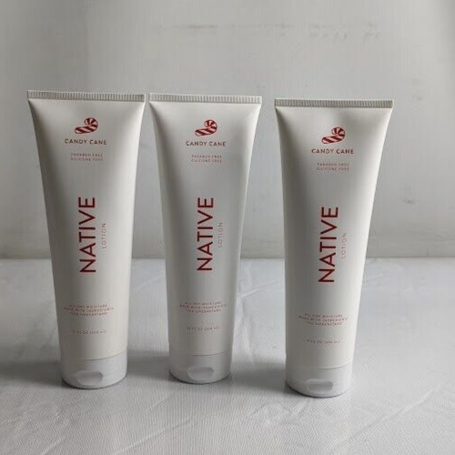 3-PACK Native Limited Edition Hand & Body Lotion Candy Cane Silicone Free 12 oz