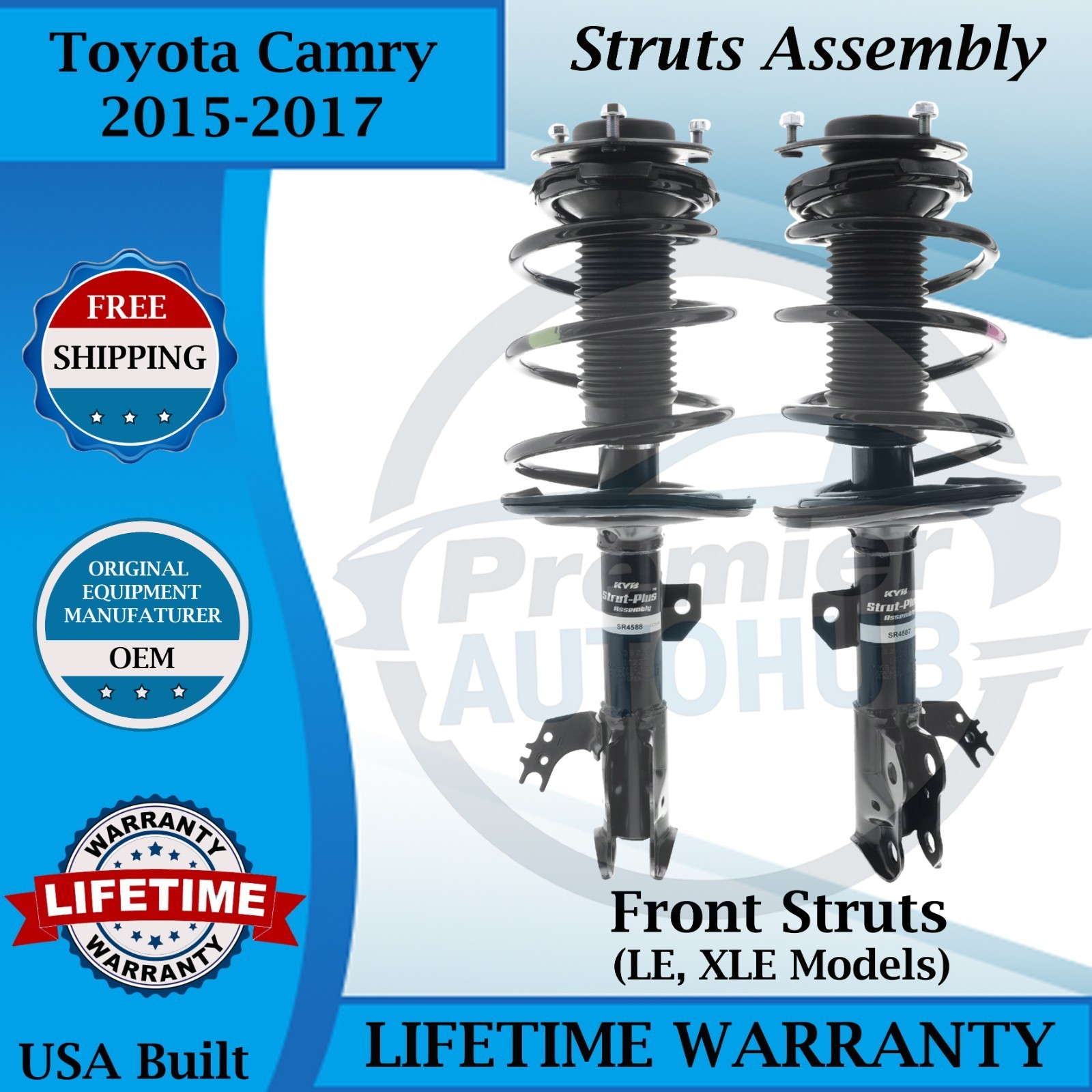 KYB Genuine OEM Front Struts For 2015-2017 Toyota Camry Lifetime Warranty